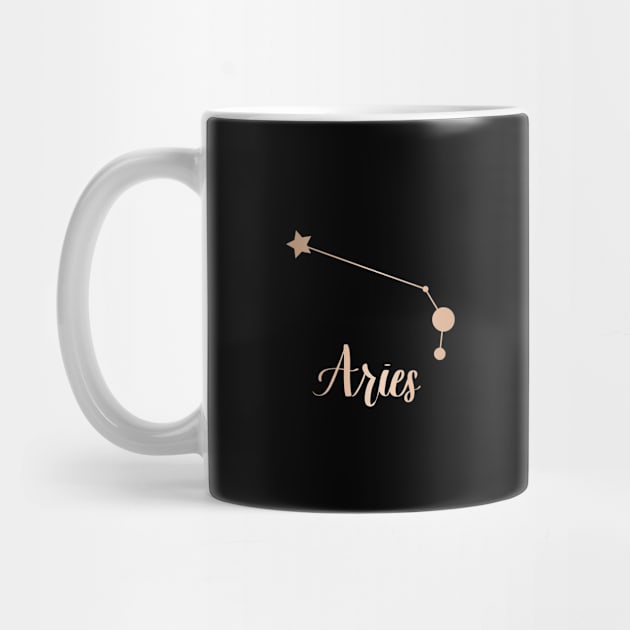 Aries Zodiac Constellation in Rose Gold - Black by Kelly Gigi